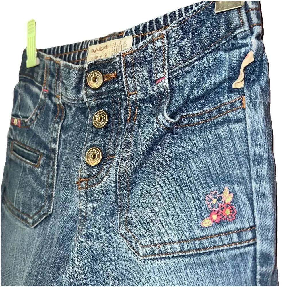 VINTAGE OSHKOSH BGOSH Toddler Girl Jeans Floral 2T Cottagecore 90s Y2K Classic